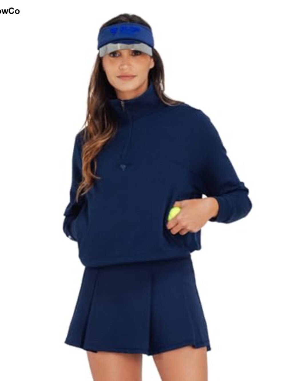 Women's Cropped Quarter-Zip Mock Neck Sweatshirt for Tennis Padel Pickleball